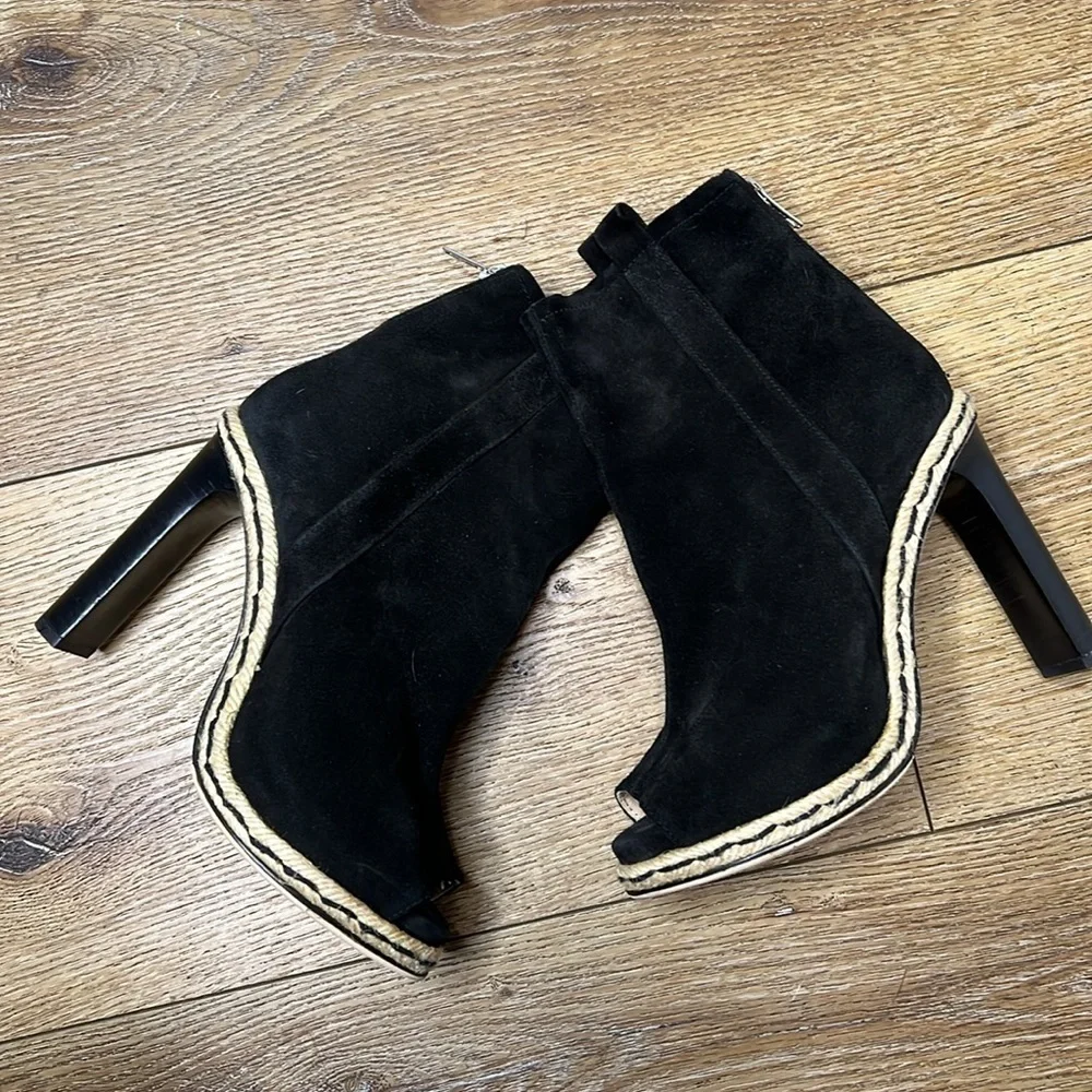 Opening Ceremony Black Suede Open Toe Booties Size 37/7